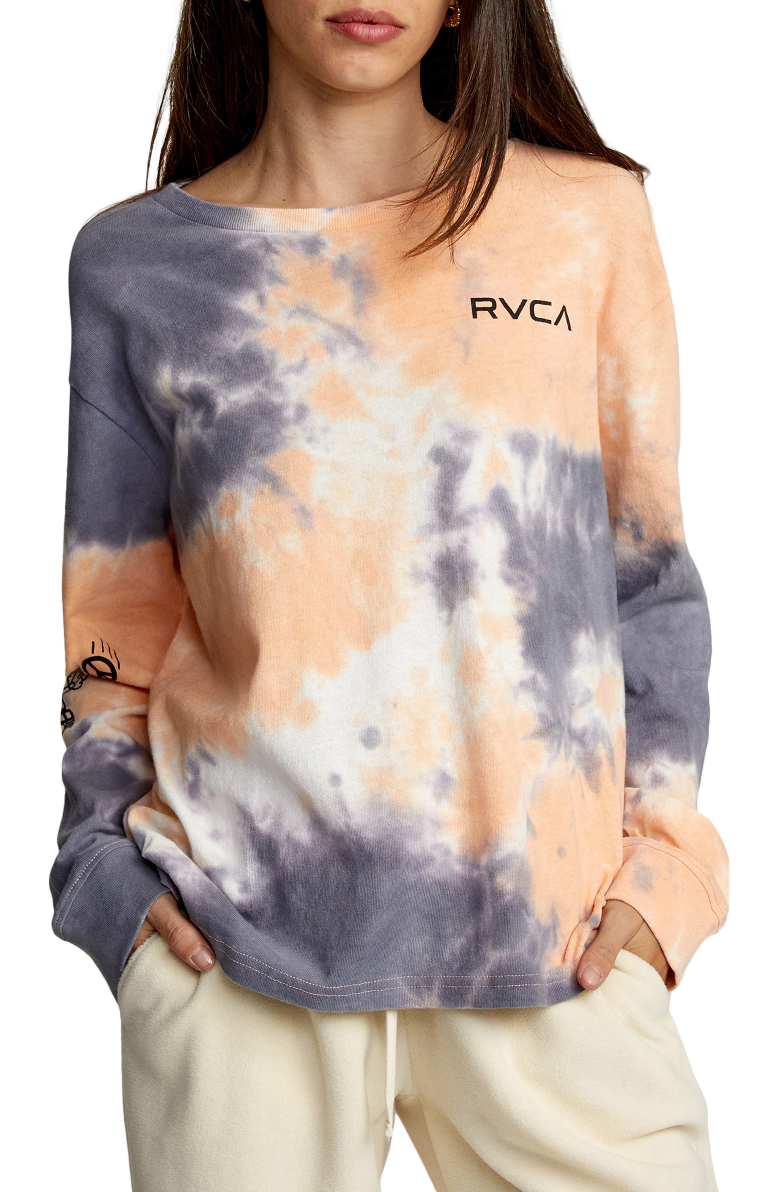 RVCA Womens Phil Street Short Sleeve Crew Neck Pocket T-Shirt RVCA Womens Phil Street Short Sleeve Crew Neck Pocket T-Shirt